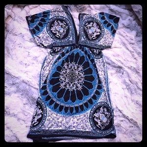 Blue black and white summer dress